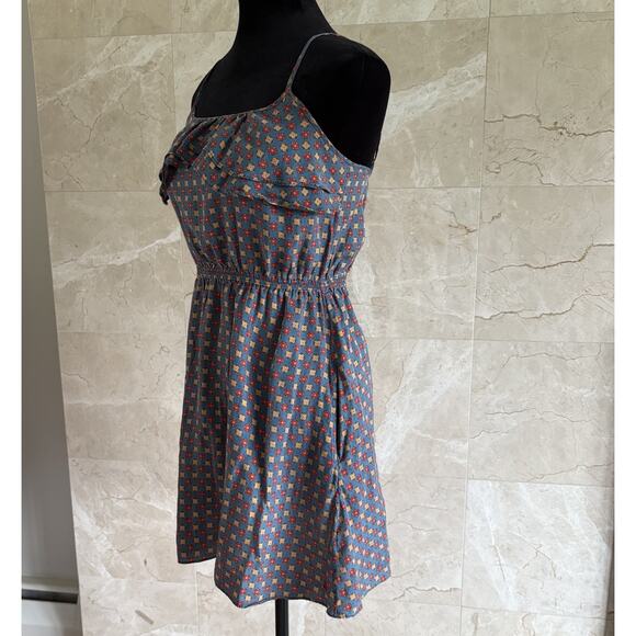 Jack Wills Silk Cotton Ruffle Tiered Mini Dress Blue Floral, Size 4, Preppy Y2K - Picture 4 of 8